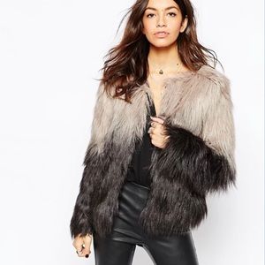 Chicwish Ombré Faux Fur Coat Jacket Medium